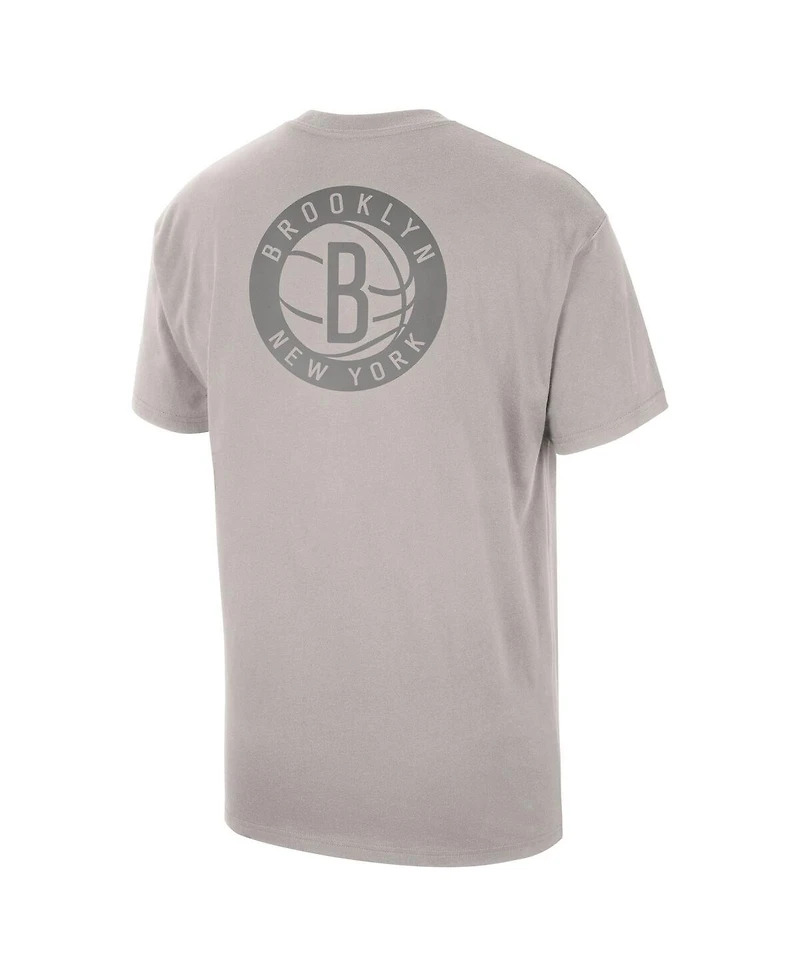 Jordan Men's Stone Brooklyn Nets Statement Edition Jumpman Flight Heavyweight T-Shirt