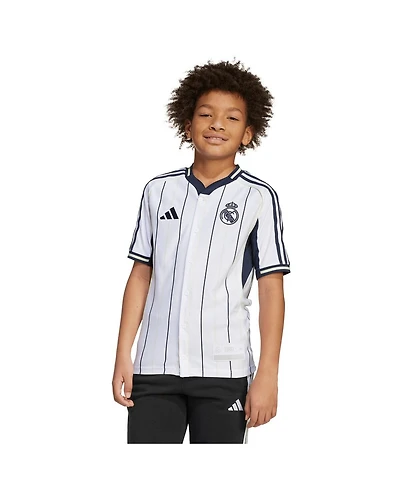 Adidas Big Boys and Girls White Real Madrid Us Pack Full-Button Baseball Jersey