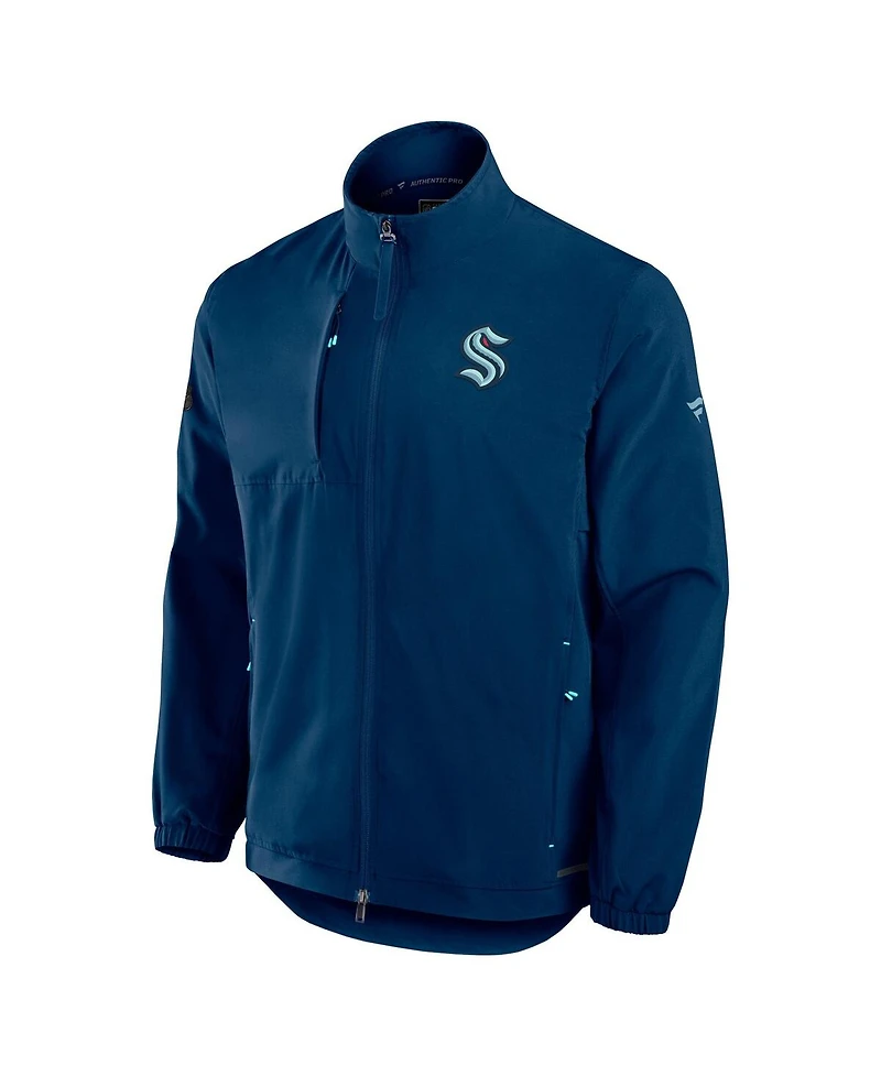 Fanatics Men's Deep Sea Blue Seattle Kraken Authentic Pro Rink Coaches Full-Zip Jacket