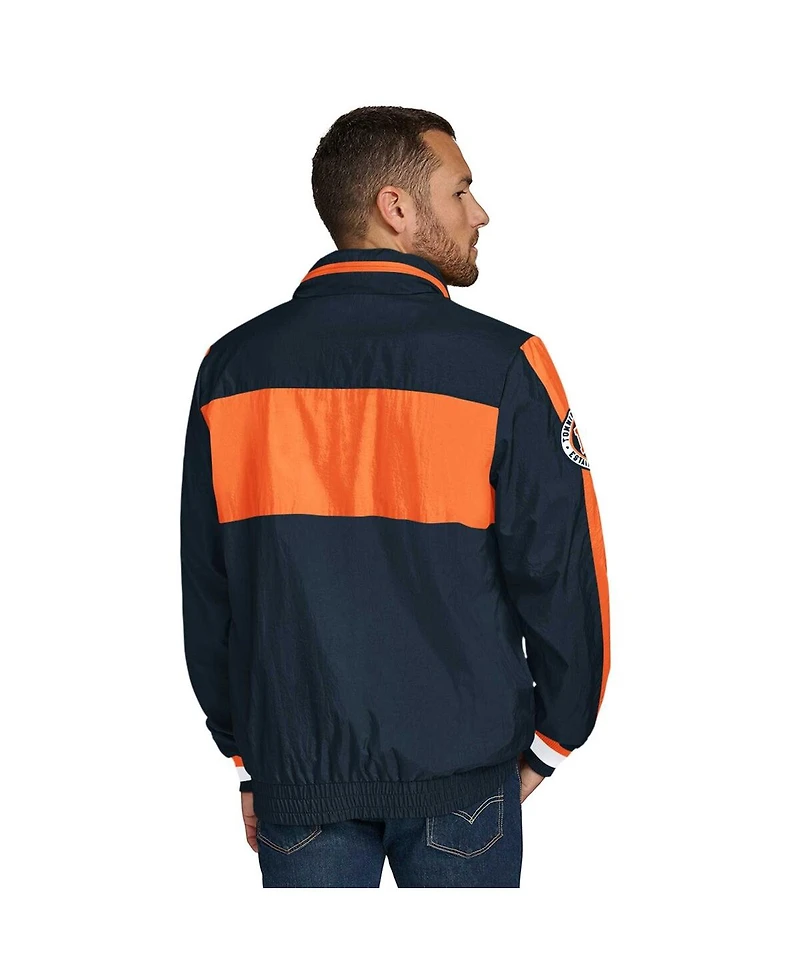 Tommy Hilfiger Men's Navy/Orange Chicago Bears Gael Lightweight Half-Zip Pullover Hoodie Jacket
