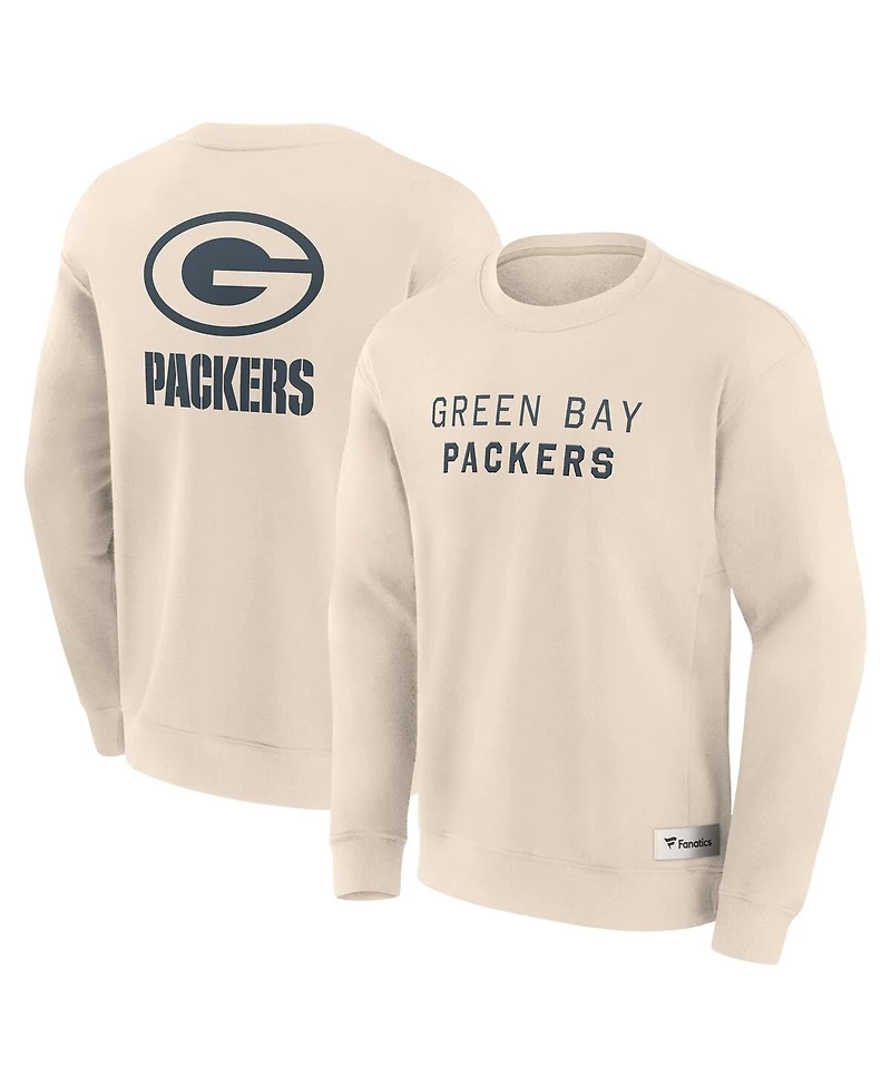 Fanatics Men's Cream Green Bay Packers Elements Future Ground Lettering Pullover Sweatshirt