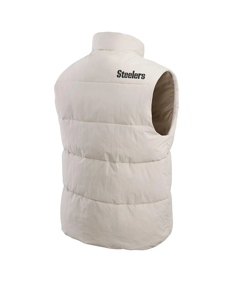 Fanatics Men's Cream Pittsburgh Steelers Puffer Full-Snap Vest