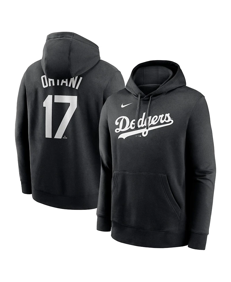 Nike Men's Shohei Ohtani Black Los Angeles Dodgers Player Name Number Club Fleece Pullover Hoodie