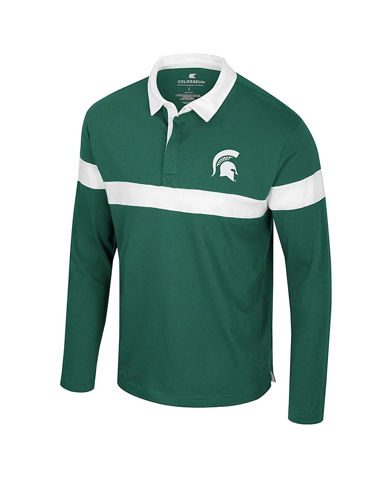 Colosseum Men's Green Michigan State Spartans Too Cool For School Long Sleeve Polo Shirt