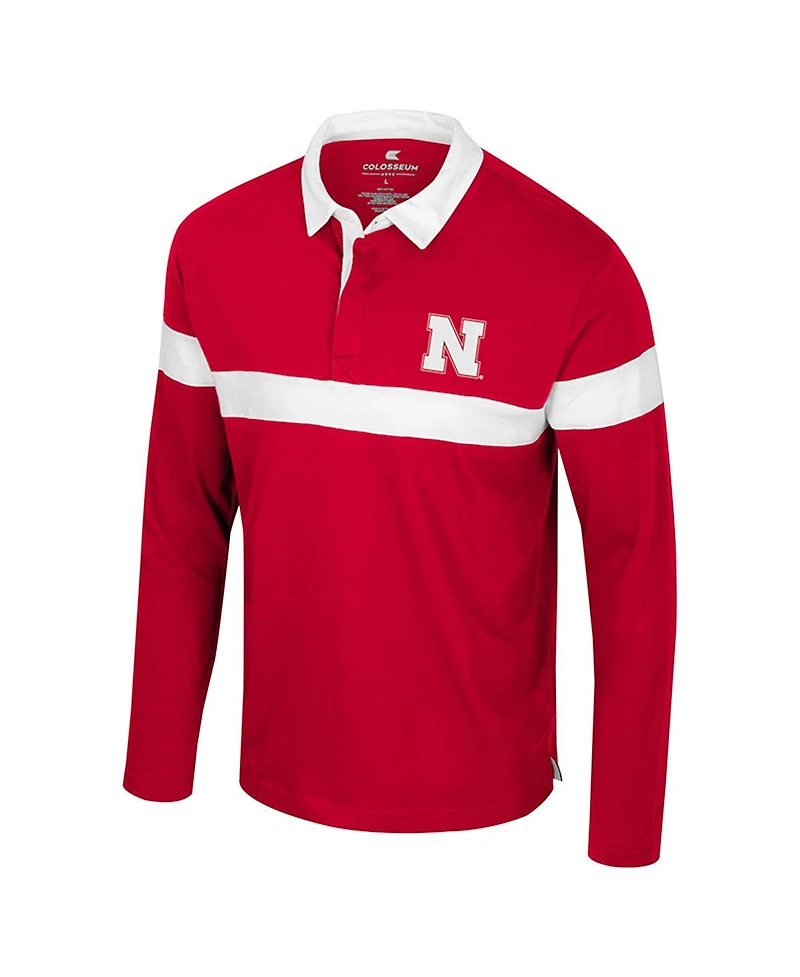 Colosseum Men's Scarlet Nebraska Huskers Too Cool For School Long Sleeve Polo Shirt
