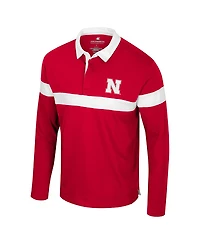 Colosseum Men's Scarlet Nebraska Huskers Too Cool For School Long Sleeve Polo Shirt