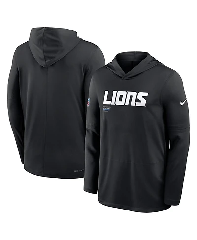 Nike Men's Black Detroit Lions Big Tall Sideline Performance Long Sleeve Hoodie T-Shirt
