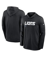 Nike Men's Black Detroit Lions Big Tall Sideline Performance Long Sleeve Hoodie T-Shirt