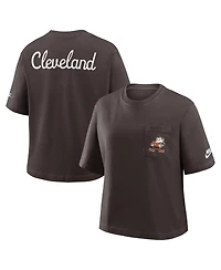 Nike Women's Brown Cleveland Browns Rewind Pocket Boxy T-Shirt