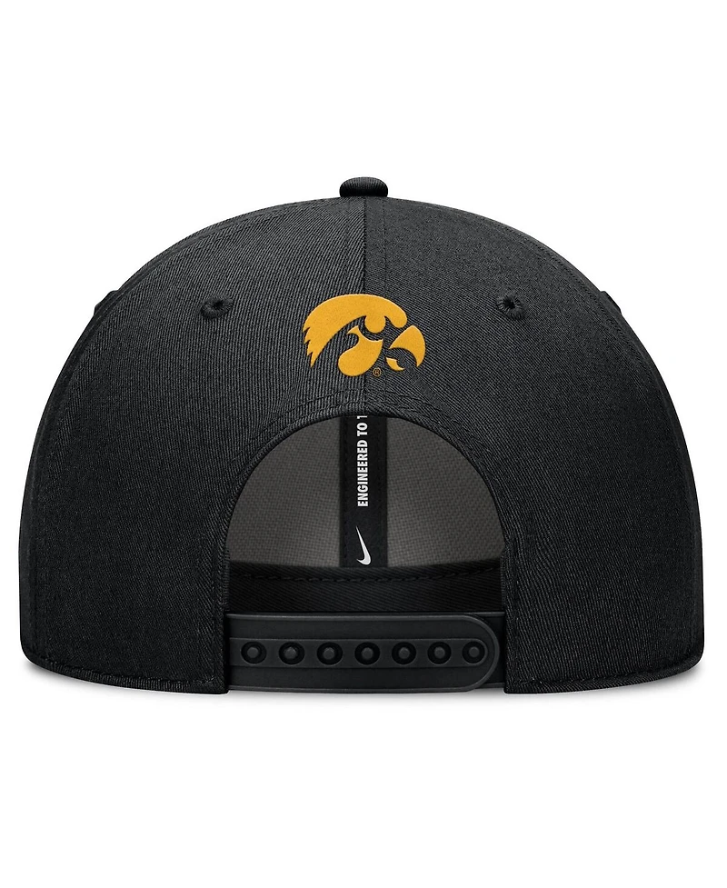 Nike Men's Black Iowa Hawkeyes Slanted Primetime Rise Performance Adjustable Hat
