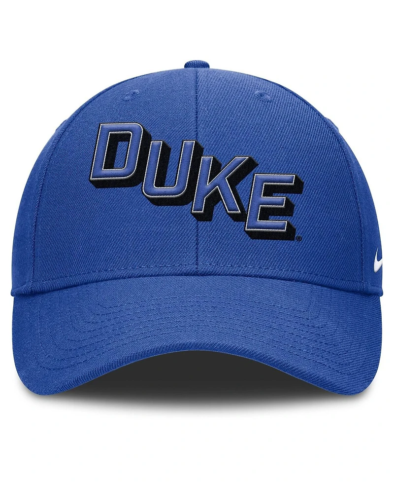 Nike Men's Royal Duke Blue Devils Slanted Primetime Rise Performance Adjustable Hat