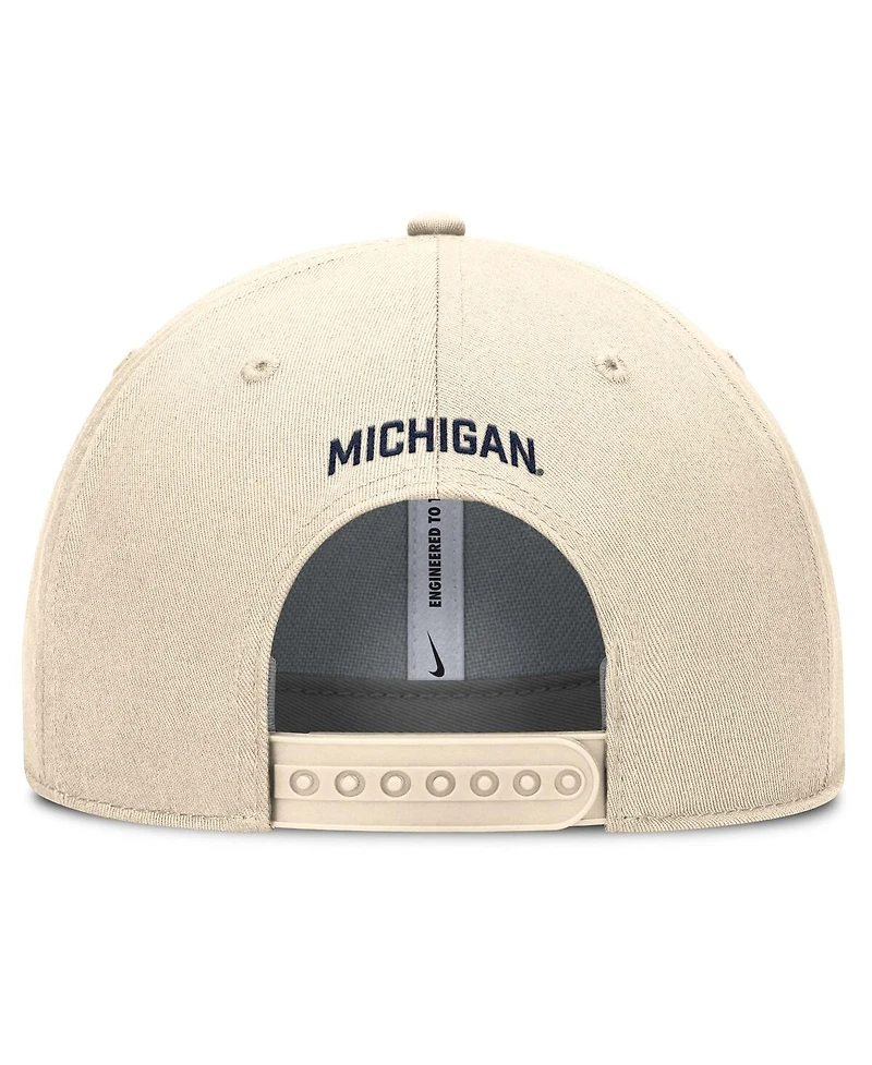Jordan Men's Natural Michigan Wolverines Rise Primetime Performance Trucker Adjustable Hat