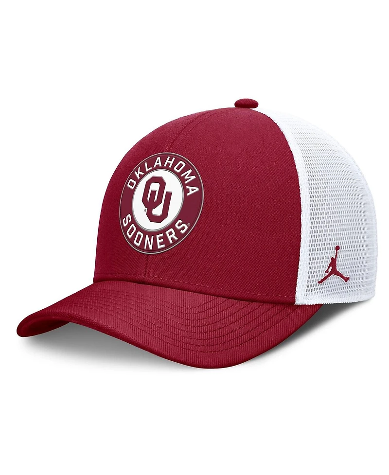 Jordan Men's Crimson/White Oklahoma Sooners Rise Primetime Performance Trucker Adjustable Hat