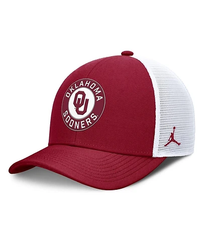 Jordan Men's Crimson/White Oklahoma Sooners Rise Primetime Performance Trucker Adjustable Hat