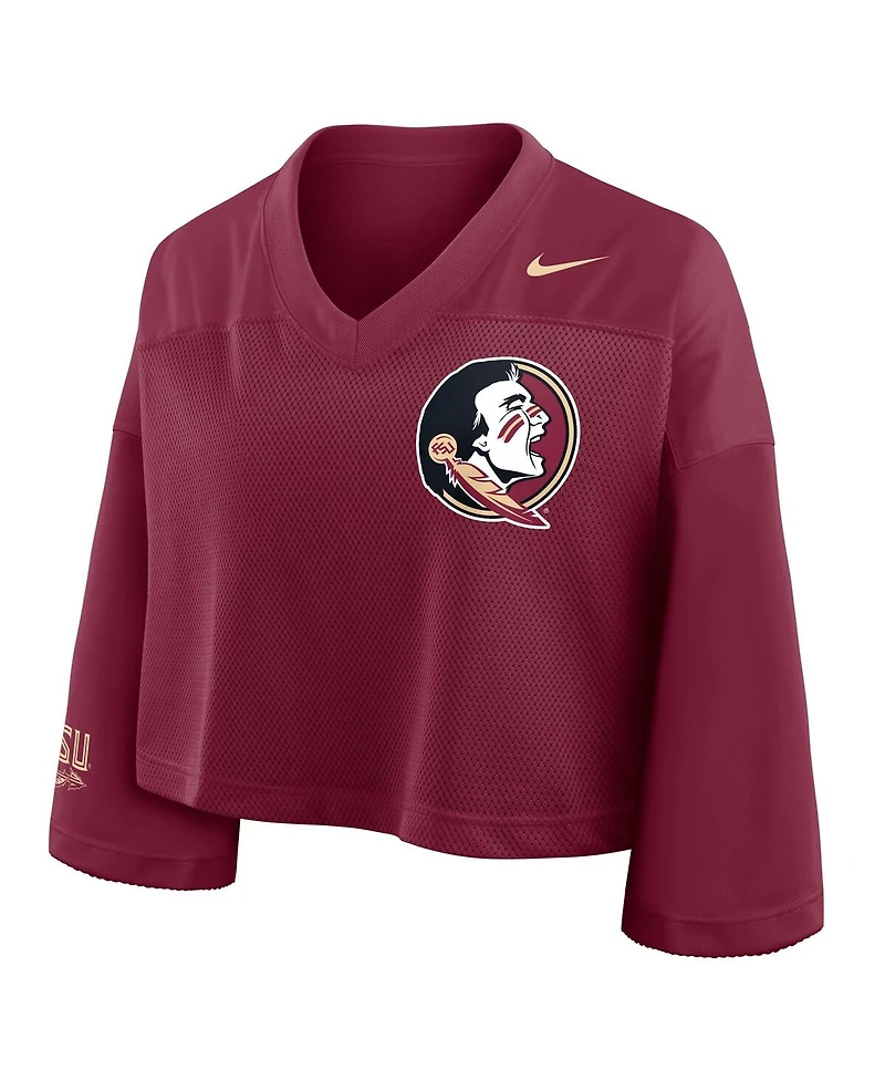 Nike Women's Garnet Florida State Seminoles Cropped Mesh Fashion Jersey