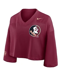 Nike Women's Garnet Florida State Seminoles Cropped Mesh Fashion Jersey