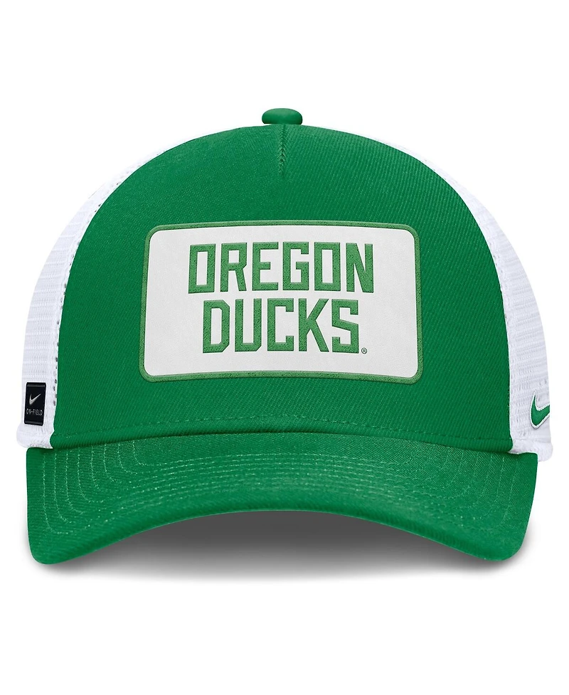 Nike Men's Green/White Oregon Ducks 2025 On-Field Rise Patch Trucker Adjustable Hat