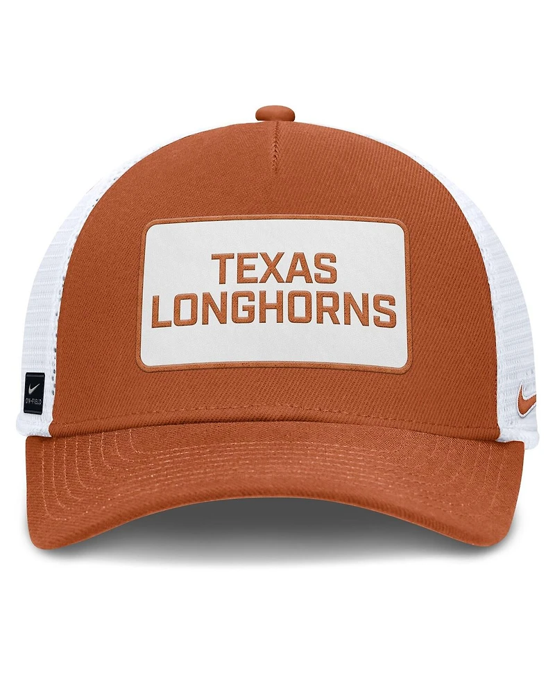 Nike Men's Texas Orange/White Texas Longhorns 2025 On-Field Rise Patch Trucker Adjustable Hat