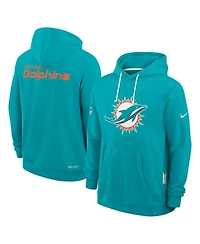 Nike Men's Aqua Miami Dolphins Sideline Initial Home Performance Pullover Hoodie