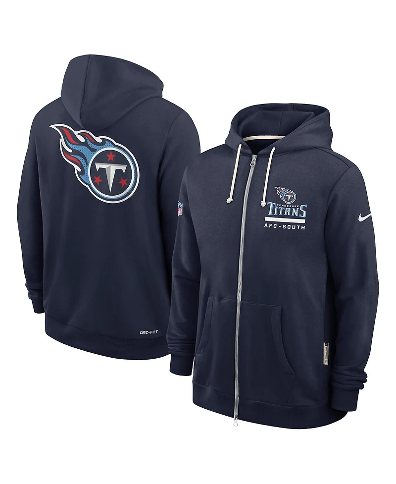 Nike Men's Navy Tennessee Titans Sideline Utility Player Performance Full-Zip Hoodie