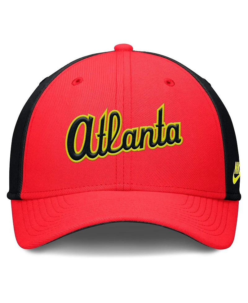 Nike Men's Crimson/Black Atlanta Braves Neon 90s Rise Swoosh Flex Hat