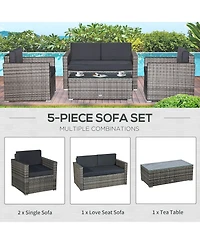 Outsunny 4-Piece Rat Furniture Set, Chairs, Loveseat, and Table