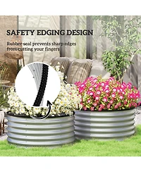Outsunny Raised Garden Beds, Set of 2 Galvanized Planter Boxes, Φ3' x 1.4'
