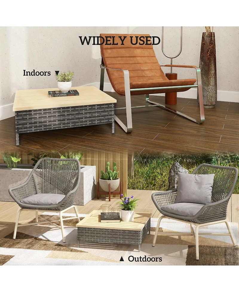 Outsunny Outdoor Side Table with Pe Rat