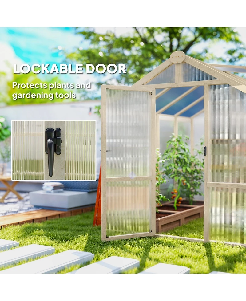 Outsunny 6.6 x 8 ft. Polycarbonate house Wooden Walk-in house Kit