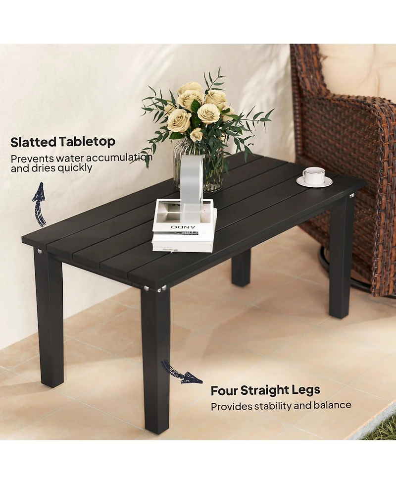 Outsunny Hdpe Outdoor Table, Recgle Slatted Patio