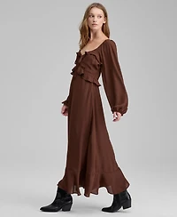And Now This Women's Ruffle Long-Sleeve Maxi Dress, Macy's Exclusive