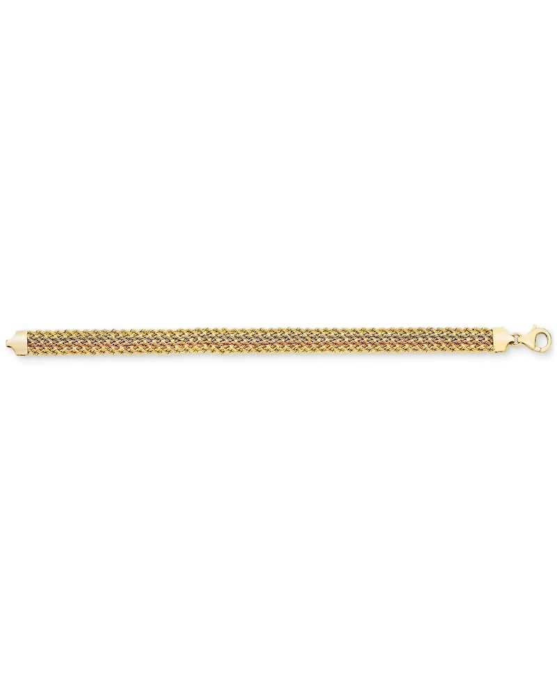 Four-Row Rope Link Chain Bracelet in 14k Tricolor Gold