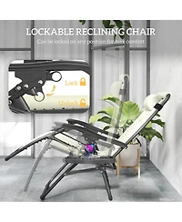 Outsunny Zero Gravity Lounge Chair Set Padded Outdoor Recliner