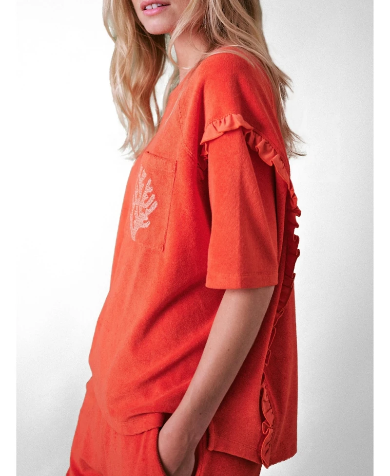 Cape Cove Women's Sea Coral Terry Frill Top