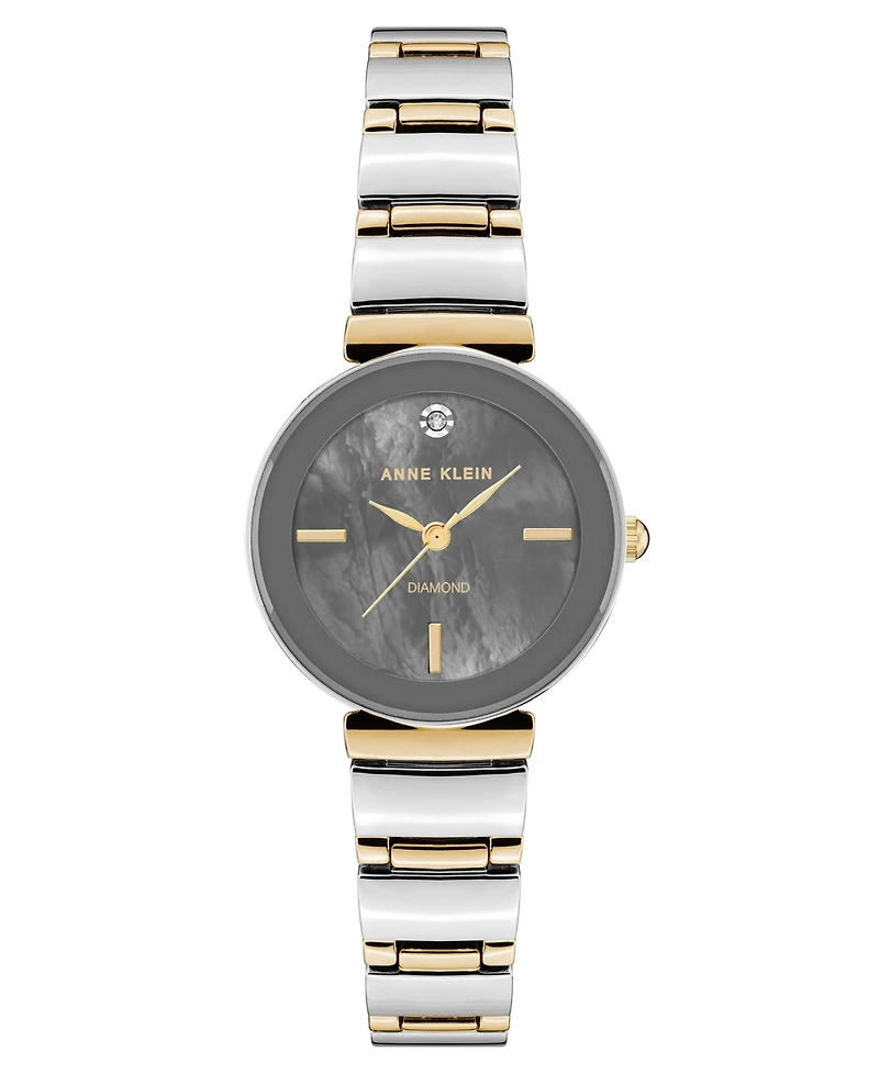 Anne Klein Women's Quartz Classic Gray and Two-Tone Diamond Accented Bracelet Watch, 28mm