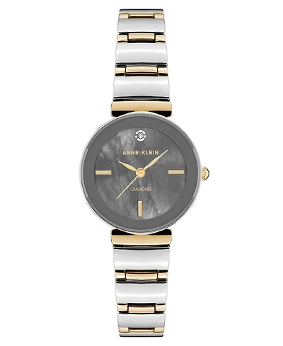 Anne Klein Women's Quartz Classic Gray and Two-Tone Diamond Accented Bracelet Watch, 28mm