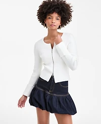 Bar Iii Women's Zip-Front Ribbed-Knit Sweater, Macy's Exclusive