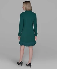 Karl Lagerfeld Paris Women's Chiffon-Hem Blazer Dress