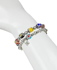 Patricia Nash Beaded Silver-Tone Two-Strand Stretch Bracelet Set