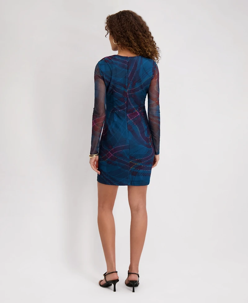 Siena Women's Mesh Scuba Long-Sleeve Bodycon Dress