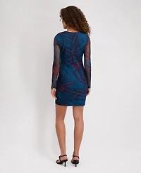 Siena Women's Mesh Scuba Long-Sleeve Bodycon Dress