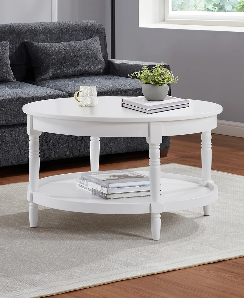 Convenience Concepts 30" Wood French Country Manor No Tools Round Coffee Table