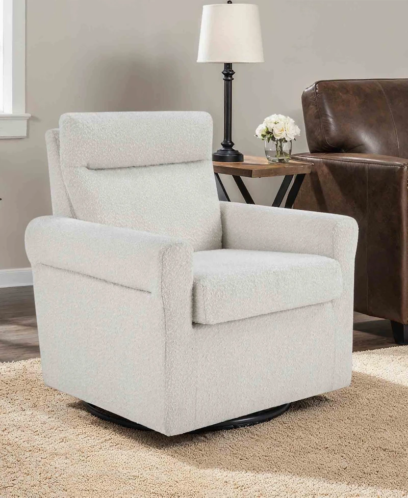 Convenience Concepts 29.75" Boucle Take a Seat Olivia Swivel Accent Armchair