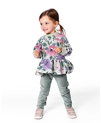 Deux par Baby Girl Stretch Fleece Sweatshirt Sage Floral