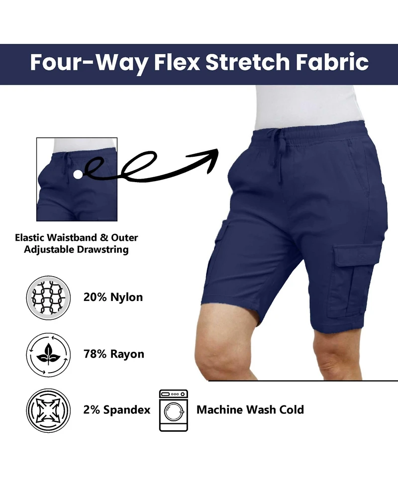 Galaxy By Harvic Women's Loose Fit Super Flex Stretch Cargo Jogger Shorts