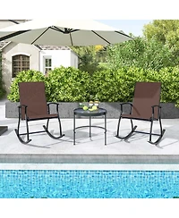 2 Pcs Outdoor Rocking Chairs with Breathable Backrest Smooth Safe Design
