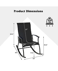 2 Pcs Outdoor Rocking Chairs with Breathable Backrest Smooth Safe Design