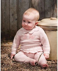Deux par Baby Girl Knitted Top and Pant Set Light Pink