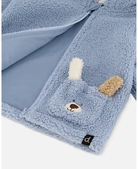 Deux par Baby Boy Plush Hooded Jacket Light Blue
