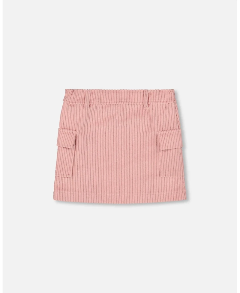 Deux par Girl Corduroy Skirt with Cargo Pockets Dusty Pink